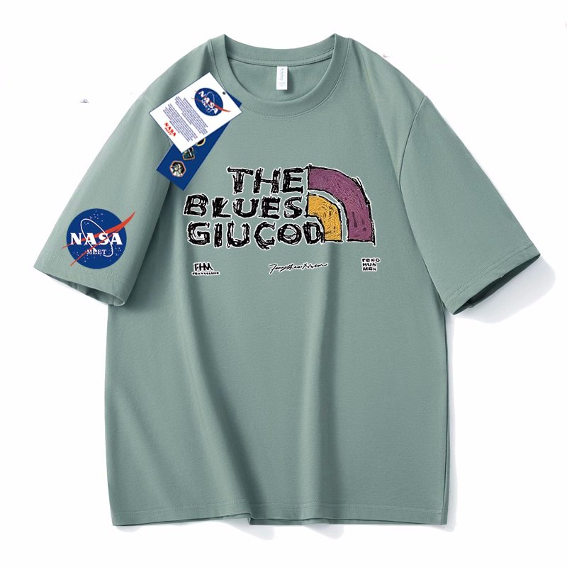 画像3: NASA x Alphabet Logo Print short sleeve T-shirt 　 ユニセックス男女兼用NASAナサ×アルファベットロゴプリントヒップホッププリント  半袖Tシャツ プルオーバー (3)