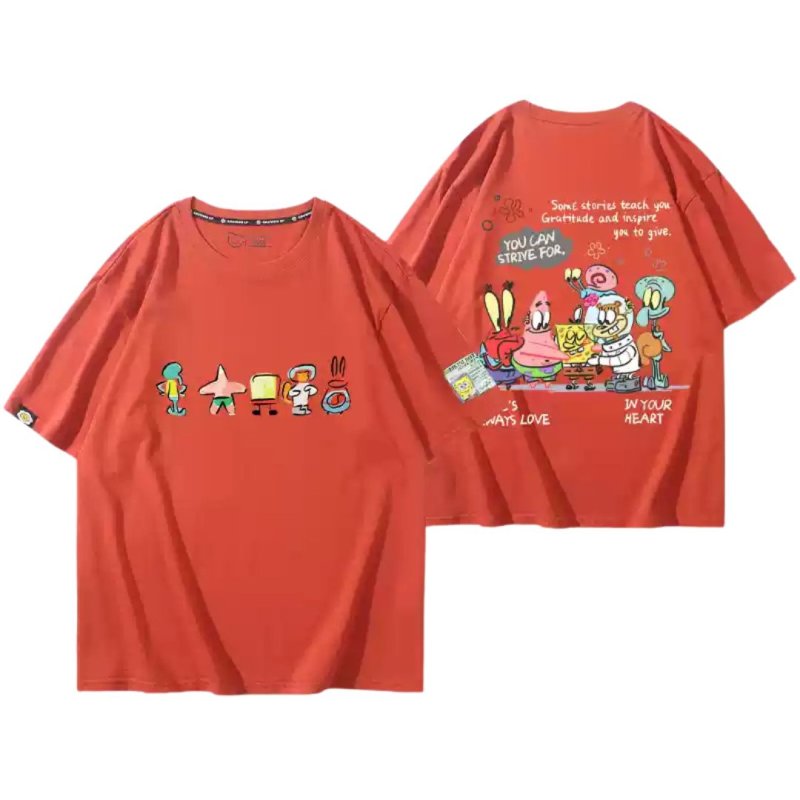 画像4: Unisex Graffiti SpongeBob Print Short Sleeve T-shirt ユニセックス 男女兼用 落書き スポンジボブ ＆パトリック半袖 Tシャツ (4)