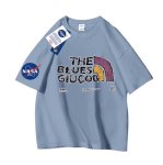 画像1: NASA x Alphabet Logo Print short sleeve T-shirt 　 ユニセックス男女兼用NASAナサ×アルファベットロゴプリントヒップホッププリント  半袖Tシャツ プルオーバー (1)