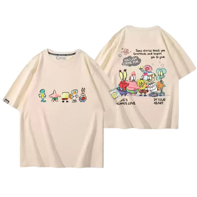 画像11: Unisex Graffiti SpongeBob Print Short Sleeve T-shirt ユニセックス 男女兼用 落書き スポンジボブ ＆パトリック半袖 Tシャツ (11)