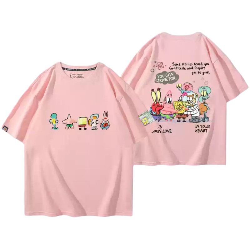 画像5: Unisex Graffiti SpongeBob Print Short Sleeve T-shirt ユニセックス 男女兼用 落書き スポンジボブ ＆パトリック半袖 Tシャツ (5)