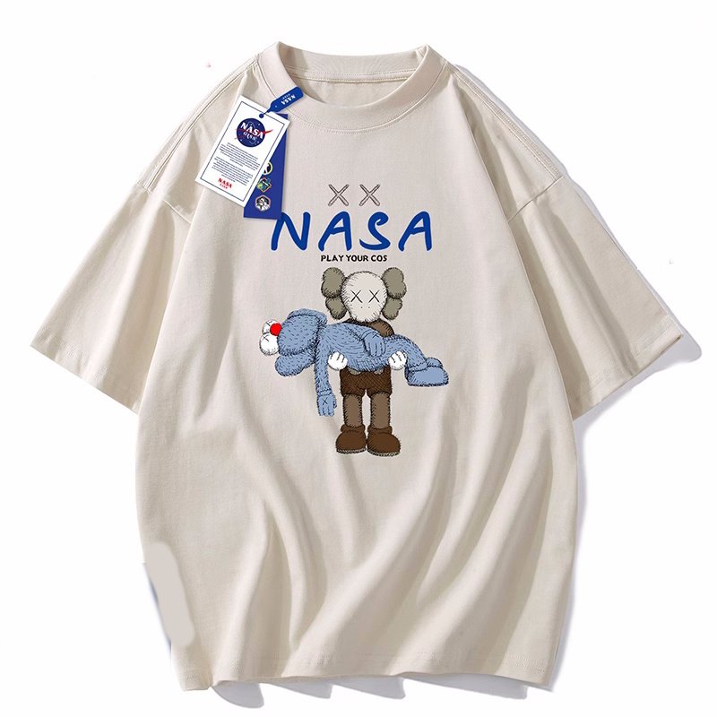画像7: NASA×W KAWS Print short sleeve T-shirt 　 ユニセックス男女兼用NASAナサ×WカウズKAWSプリントプリント  半袖Tシャツ プルオーバー (7)