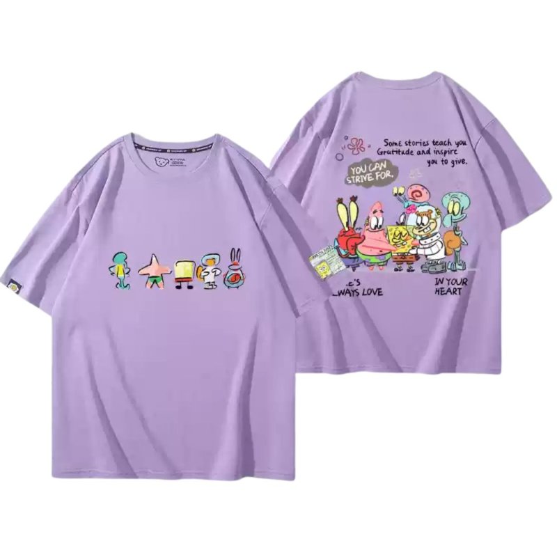 画像12: Unisex Graffiti SpongeBob Print Short Sleeve T-shirt ユニセックス 男女兼用 落書き スポンジボブ ＆パトリック半袖 Tシャツ (12)