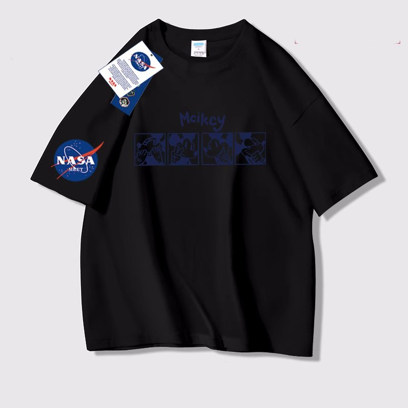 画像5: NASA x Box Mickey Mouse Print short sleeve T-shirt 　 ユニセックス男女兼用NASAナサ×ボックスミッキープリントヒップホッププリント  半袖Tシャツ プルオーバー (5)