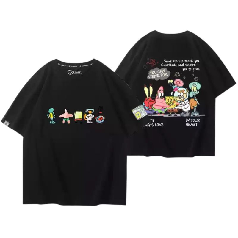 画像6: Unisex Graffiti SpongeBob Print Short Sleeve T-shirt ユニセックス 男女兼用 落書き スポンジボブ ＆パトリック半袖 Tシャツ (6)