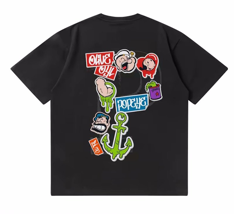 画像3: POPEYE Graffiti Paint short sleeve T-shirt 　 ユニセックス男女兼用プリント  半袖Tシャツ プルオーバー (3)
