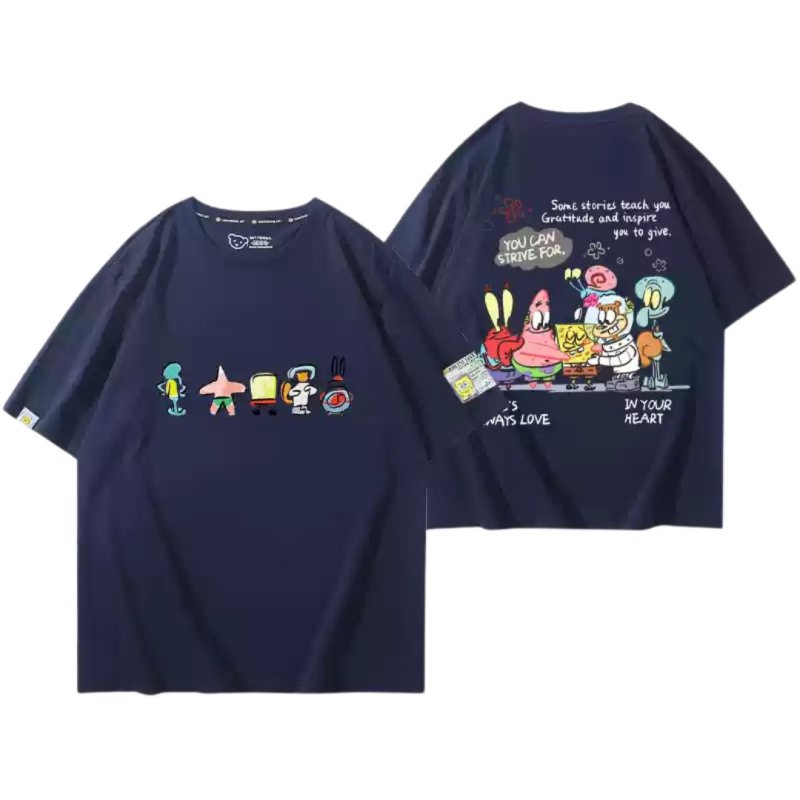 画像3: Unisex Graffiti SpongeBob Print Short Sleeve T-shirt ユニセックス 男女兼用 落書き スポンジボブ ＆パトリック半袖 Tシャツ (3)