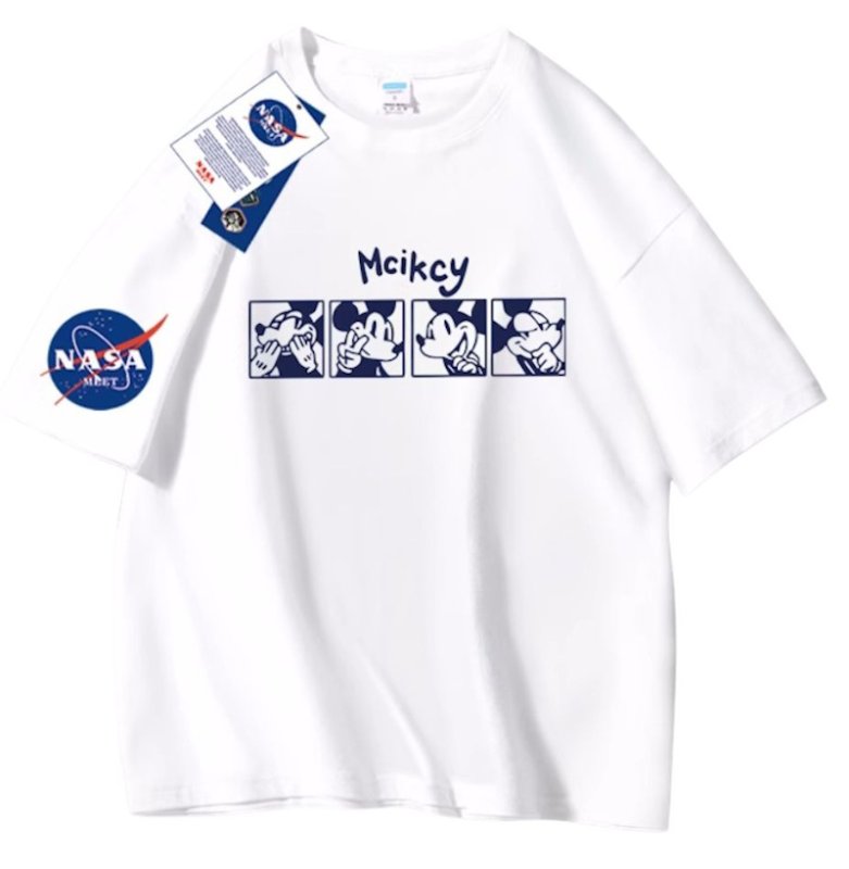 画像1: NASA x Box Mickey Mouse Print short sleeve T-shirt 　 ユニセックス男女兼用NASAナサ×ボックスミッキープリントヒップホッププリント  半袖Tシャツ プルオーバー (1)