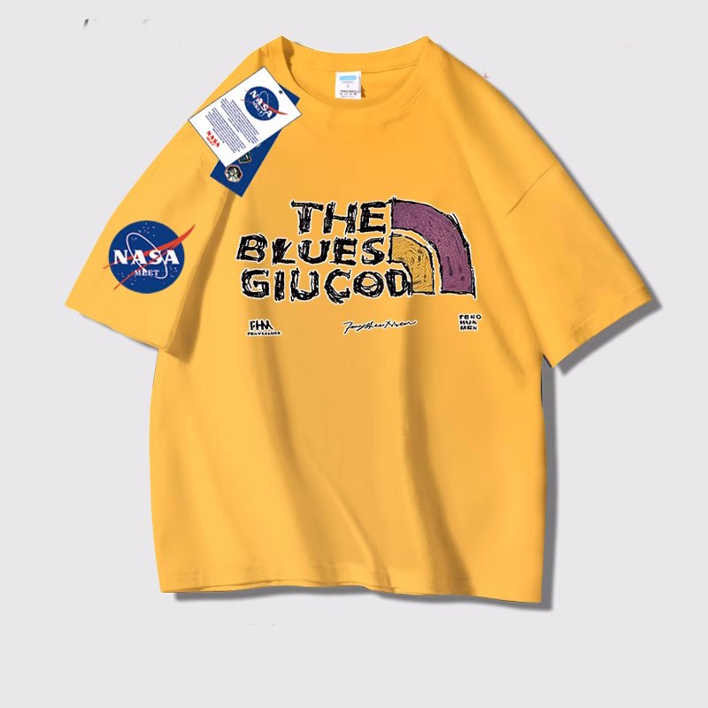 画像5: NASA x Alphabet Logo Print short sleeve T-shirt 　 ユニセックス男女兼用NASAナサ×アルファベットロゴプリントヒップホッププリント  半袖Tシャツ プルオーバー (5)