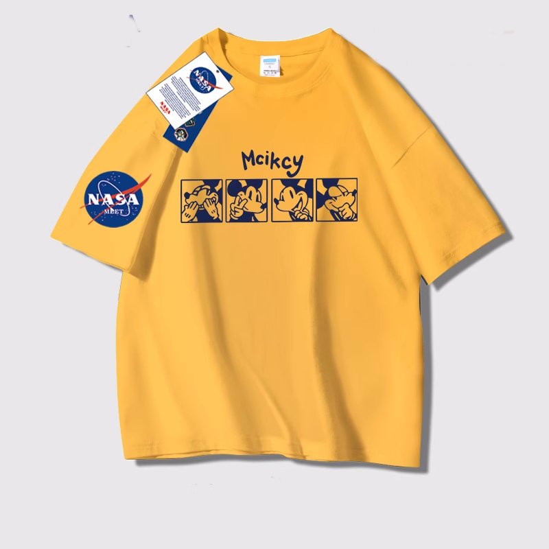 画像4: NASA x Box Mickey Mouse Print short sleeve T-shirt 　 ユニセックス男女兼用NASAナサ×ボックスミッキープリントヒップホッププリント  半袖Tシャツ プルオーバー (4)