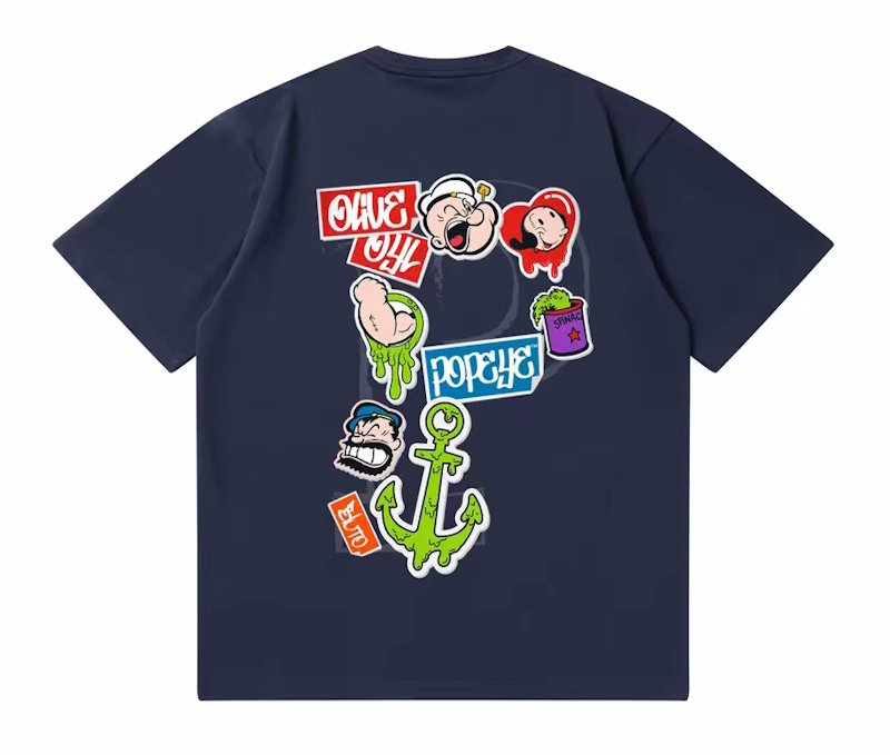 画像5: POPEYE Graffiti Paint short sleeve T-shirt 　 ユニセックス男女兼用プリント  半袖Tシャツ プルオーバー (5)