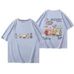 画像1: Unisex Graffiti SpongeBob Print Short Sleeve T-shirt ユニセックス 男女兼用 落書き スポンジボブ ＆パトリック半袖 Tシャツ (1)