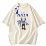 画像1: NASA×W KAWS Print short sleeve T-shirt 　 ユニセックス男女兼用NASAナサ×WカウズKAWSプリントプリント  半袖Tシャツ プルオーバー (1)