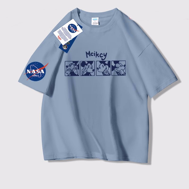 画像2: NASA x Box Mickey Mouse Print short sleeve T-shirt 　 ユニセックス男女兼用NASAナサ×ボックスミッキープリントヒップホッププリント  半袖Tシャツ プルオーバー (2)