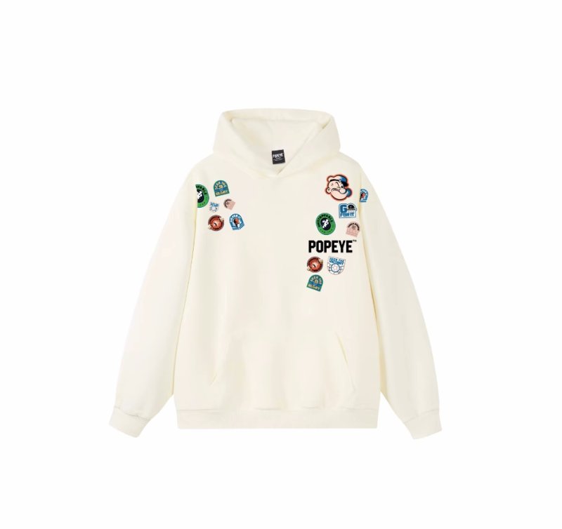 画像4: Emblem Popeye print hoodie  sweat pullover   ユニセックス 男女兼用エンブレムポパイプリントフーディ スウェット パーカー (4)