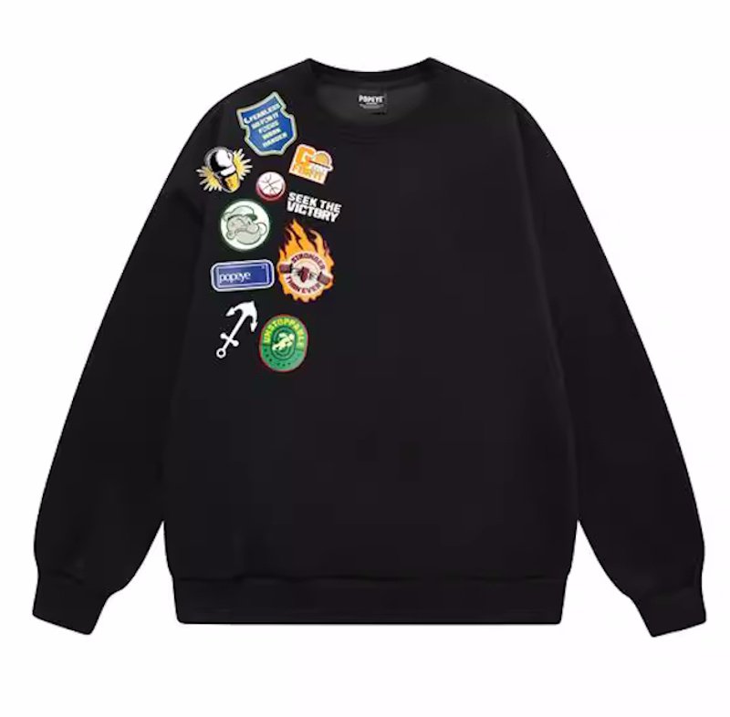 画像2: Emblem Popeye print  sweat pullover   ユニセックス 男女兼用エンブレムポパイプリント スウェット トレーナー (2)