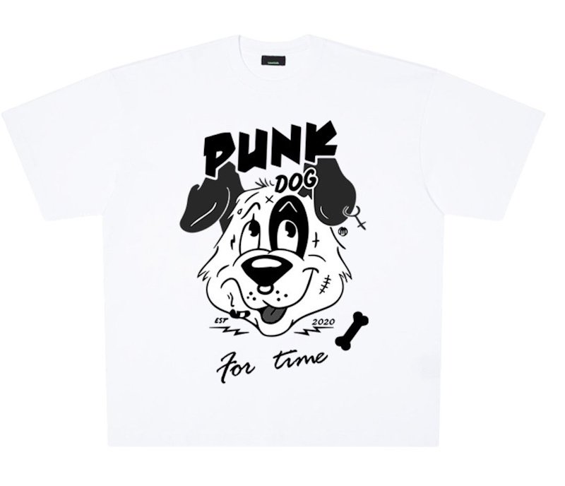 画像1: Punk Dog Print round neck Tshirts  パンクドッグプリント ラウンドネック Tシャツ ユニセックス 男女兼用 (1)