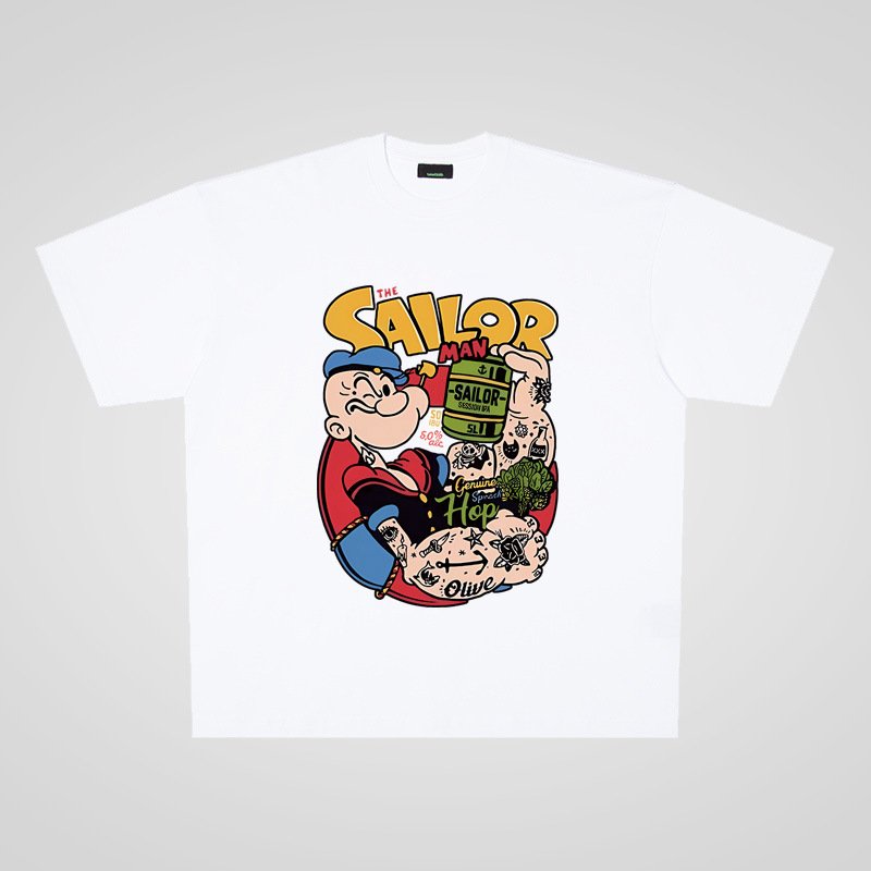 画像3: Sailor Popeye print Print round neck Tshirts  セーラー水平ポパイプリント ラウンドネック Tシャツ ユニセックス 男女兼用 (3)