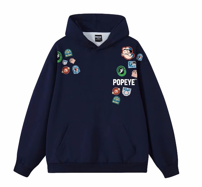 画像3: Emblem Popeye print hoodie  sweat pullover   ユニセックス 男女兼用エンブレムポパイプリントフーディ スウェット パーカー (3)