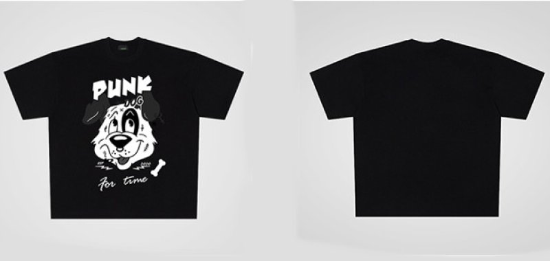 画像5: Punk Dog Print round neck Tshirts  パンクドッグプリント ラウンドネック Tシャツ ユニセックス 男女兼用 (5)
