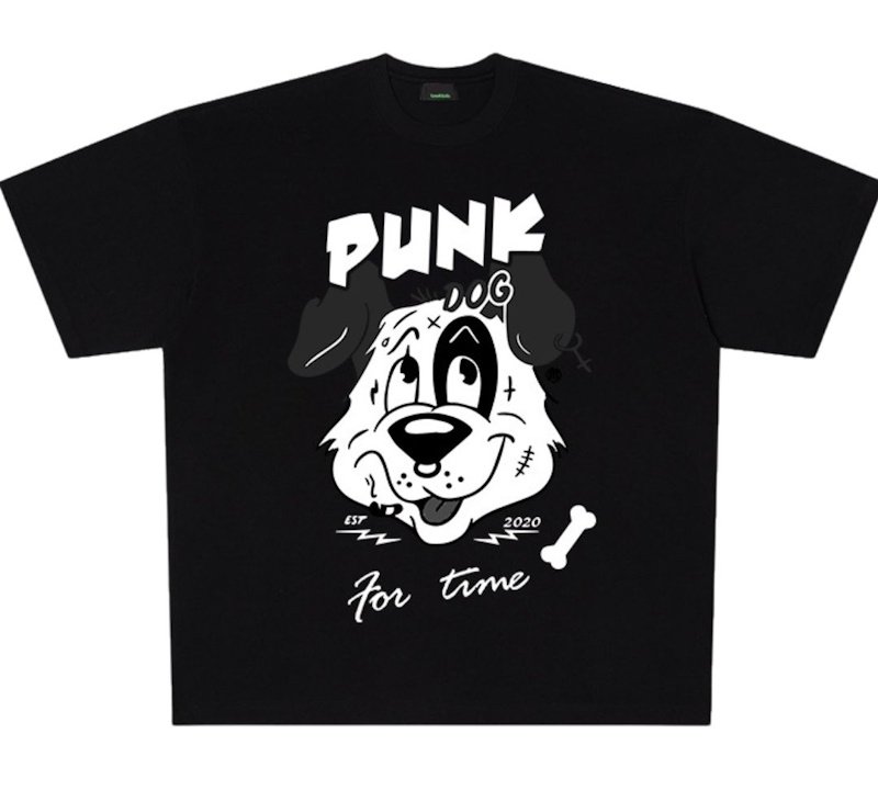 画像2: Punk Dog Print round neck Tshirts  パンクドッグプリント ラウンドネック Tシャツ ユニセックス 男女兼用 (2)