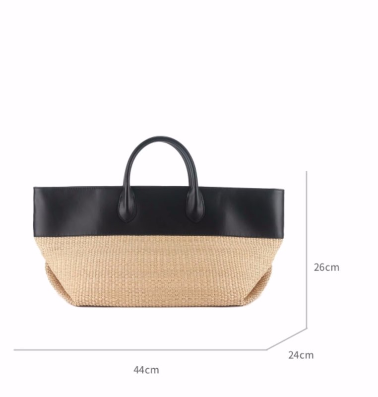 画像8: Raffia straw woven and leather basket tote bag　ユニセックスラフィア ストロー編み＆レザーかご籠トートバッグ (8)