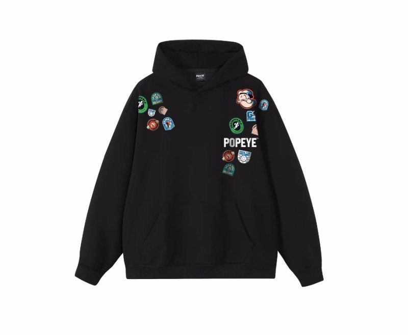 画像11: Emblem Popeye print hoodie  sweat pullover   ユニセックス 男女兼用エンブレムポパイプリントフーディ スウェット パーカー (11)