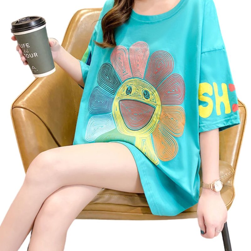 画像3: Sunflower printed round neck Tshirts  フラワー＆スマイル ひまわり プリント ラウンドネック Tシャツ ユニセックス男女兼用 (3)