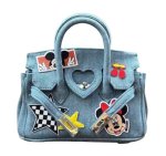 画像1: Unisex Mickey x DISNEY Washed Denim Mickey Birkin Tote Shoulder Crossbody Bag　ウォッシュドデニムミッキー＆ミニーBKトートショルダークロスボディバッグ (1)