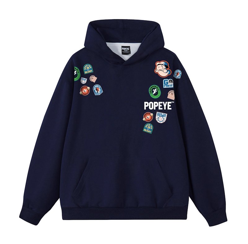 画像5: Emblem Popeye print hoodie  sweat pullover   ユニセックス 男女兼用エンブレムポパイプリントフーディ スウェット パーカー (5)