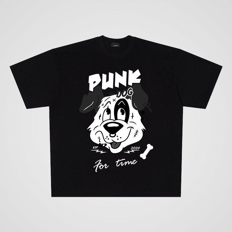 画像4: Punk Dog Print round neck Tshirts  パンクドッグプリント ラウンドネック Tシャツ ユニセックス 男女兼用 (4)