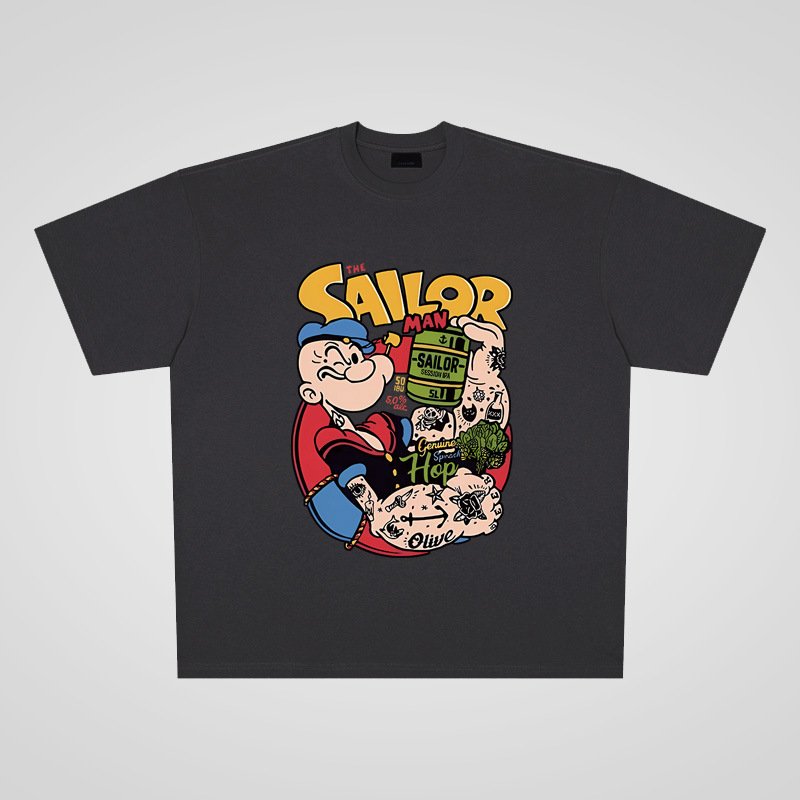 画像4: Sailor Popeye print Print round neck Tshirts  セーラー水平ポパイプリント ラウンドネック Tシャツ ユニセックス 男女兼用 (4)