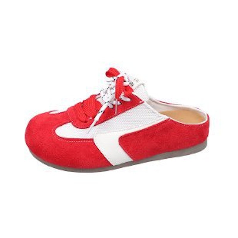 画像2: Women's Baotou Leather Lace-up Half Sneakers Slippers　 レースアップレザースニーカーサンダルスリッパシューズ (2)