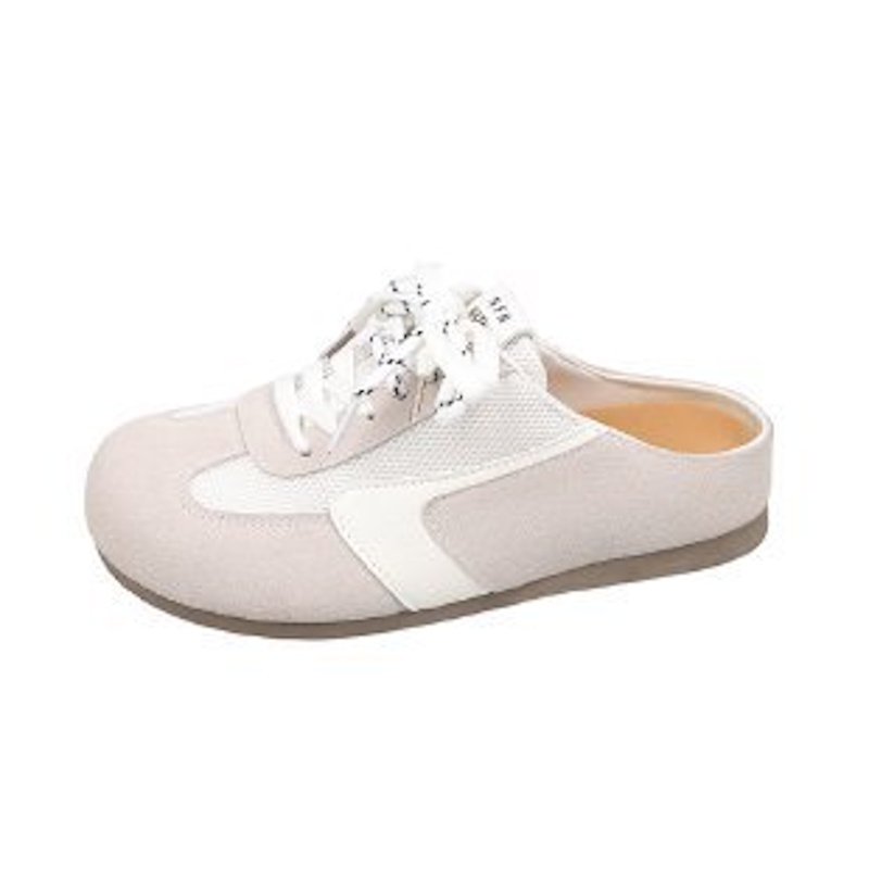 画像3: Women's Baotou Leather Lace-up Half Sneakers Slippers　 レースアップレザースニーカーサンダルスリッパシューズ (3)
