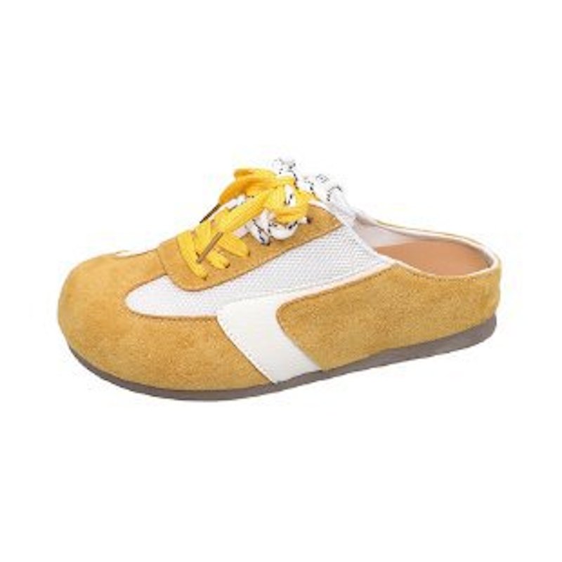 画像4: Women's Baotou Leather Lace-up Half Sneakers Slippers　 レースアップレザースニーカーサンダルスリッパシューズ (4)