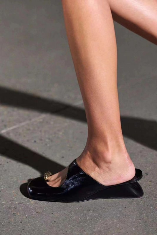 画像9: Women’s Wedge Heel Leather Toe Ring Pumps Mule Sandals  Shoes  　 ウェッジヒールレザーつま先リングパンプスミュールサンダル (9)