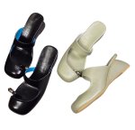 画像1: Women’s Wedge Heel Leather Toe Ring Pumps Mule Sandals  Shoes  　 ウェッジヒールレザーつま先リングパンプスミュールサンダル (1)