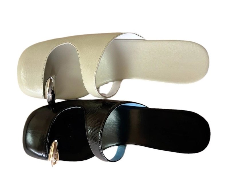 画像2: Women’s Wedge Heel Leather Toe Ring Pumps Mule Sandals  Shoes  　 ウェッジヒールレザーつま先リングパンプスミュールサンダル (2)