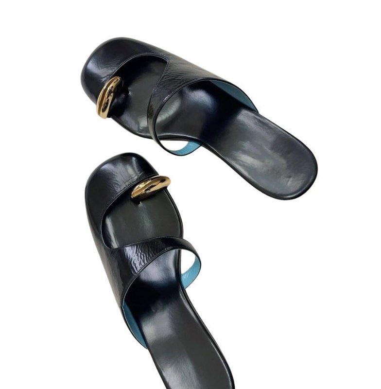 画像6: Women’s Wedge Heel Leather Toe Ring Pumps Mule Sandals  Shoes  　 ウェッジヒールレザーつま先リングパンプスミュールサンダル (6)