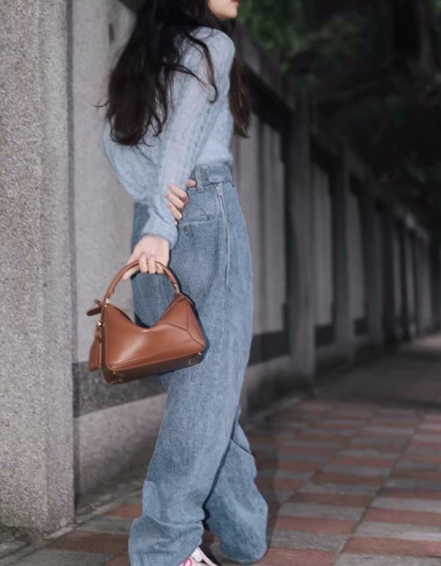 画像4: Unisex Draped wide jeans denim pants trousers 男女兼用 ユニセックス ドレープワイドデニムパンツ　ジーンズ (4)