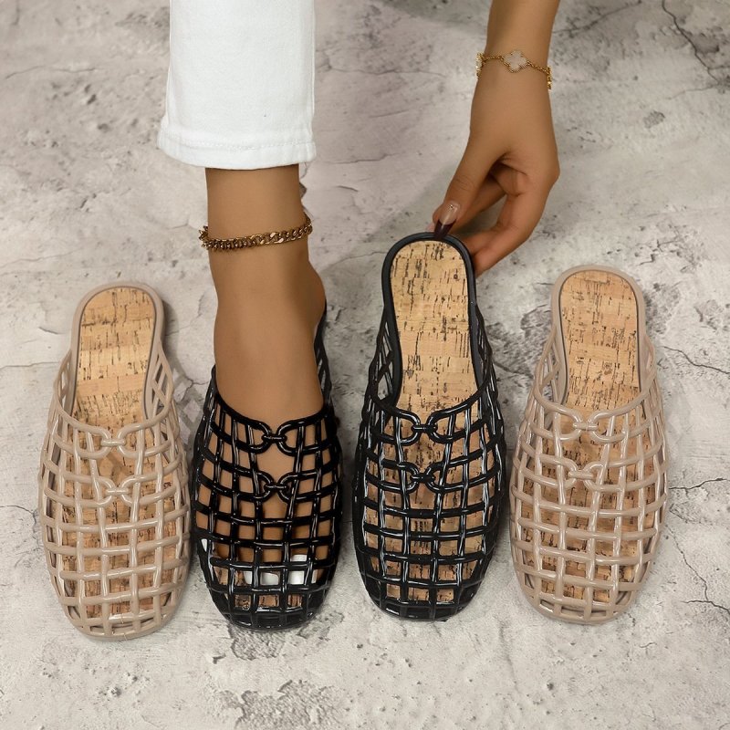 画像3: Baotou Hole Soft Sole Flat Sandals Slippers　バオトゥホールフラットハーフサンダル　スリッパミュール (3)