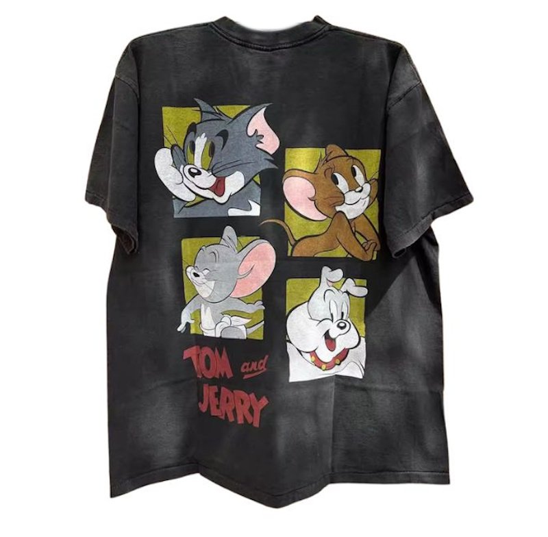 画像2: Vintage Style tom and jerry Print Round Neck T-Shirt 　ヴィンテージスタイル トムとジェリープリント ラウンドネック Tシャツ ユニセックス 男女兼用 (2)