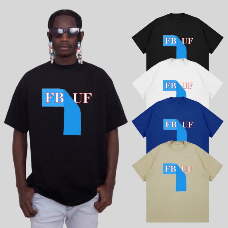 画像3: unisex FBUF logo  paint Short Sleeve T-Shirt 　FBUFロゴ＆ブルーペイントラウンドネック Tシャツ ユニセックス 男女兼用 (3)