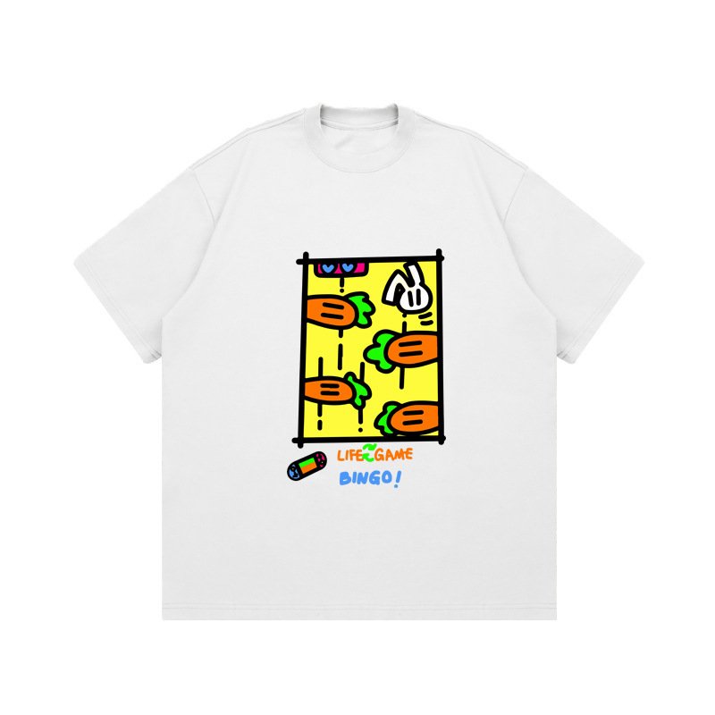 画像6: unisex unisex box carrot graphic paint Short Sleeve T-Shirt 　ボックスキャロットグラフィックペイントラウンドネック Tシャツ ユニセックス 男女兼用 (6)