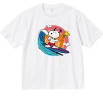 画像1: Surf Snoopy & Woodstock Print Round Neck T-Shirt　サーフスヌーピー＆ウッドストック プリントラウンドネック Tシャツ ユニセックス 男女兼用 (1)
