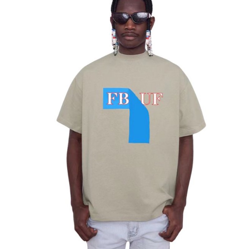 画像1: unisex FBUF logo  paint Short Sleeve T-Shirt 　FBUFロゴ＆ブルーペイントラウンドネック Tシャツ ユニセックス 男女兼用 (1)