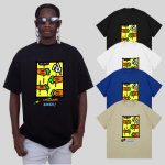 画像4: unisex unisex box carrot graphic paint Short Sleeve T-Shirt 　ボックスキャロットグラフィックペイントラウンドネック Tシャツ ユニセックス 男女兼用 (4)