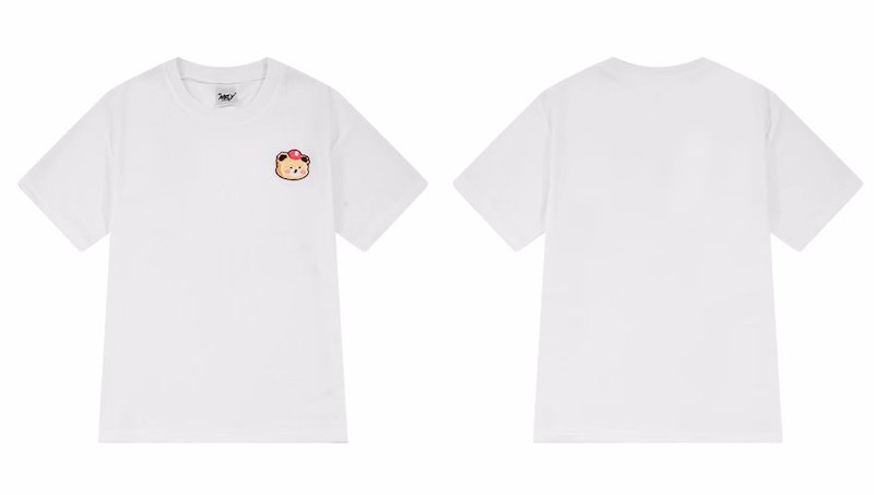 画像4: Waffle Bear One Point Bear Short Sleeve T-Shirt 　ワッフルワンポイントベア刺繍 ラウンドネック Tシャツ ユニセックス 男女兼用 (4)