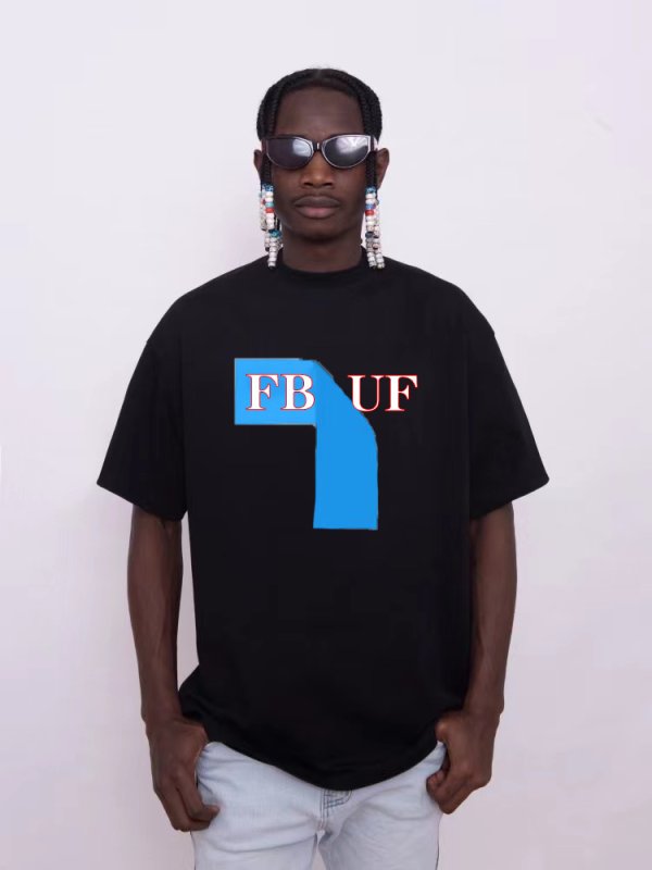 画像2: unisex FBUF logo  paint Short Sleeve T-Shirt 　FBUFロゴ＆ブルーペイントラウンドネック Tシャツ ユニセックス 男女兼用 (2)