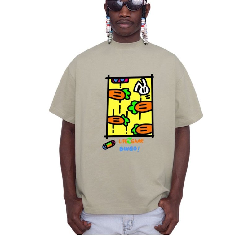 画像2: unisex unisex box carrot graphic paint Short Sleeve T-Shirt 　ボックスキャロットグラフィックペイントラウンドネック Tシャツ ユニセックス 男女兼用 (2)